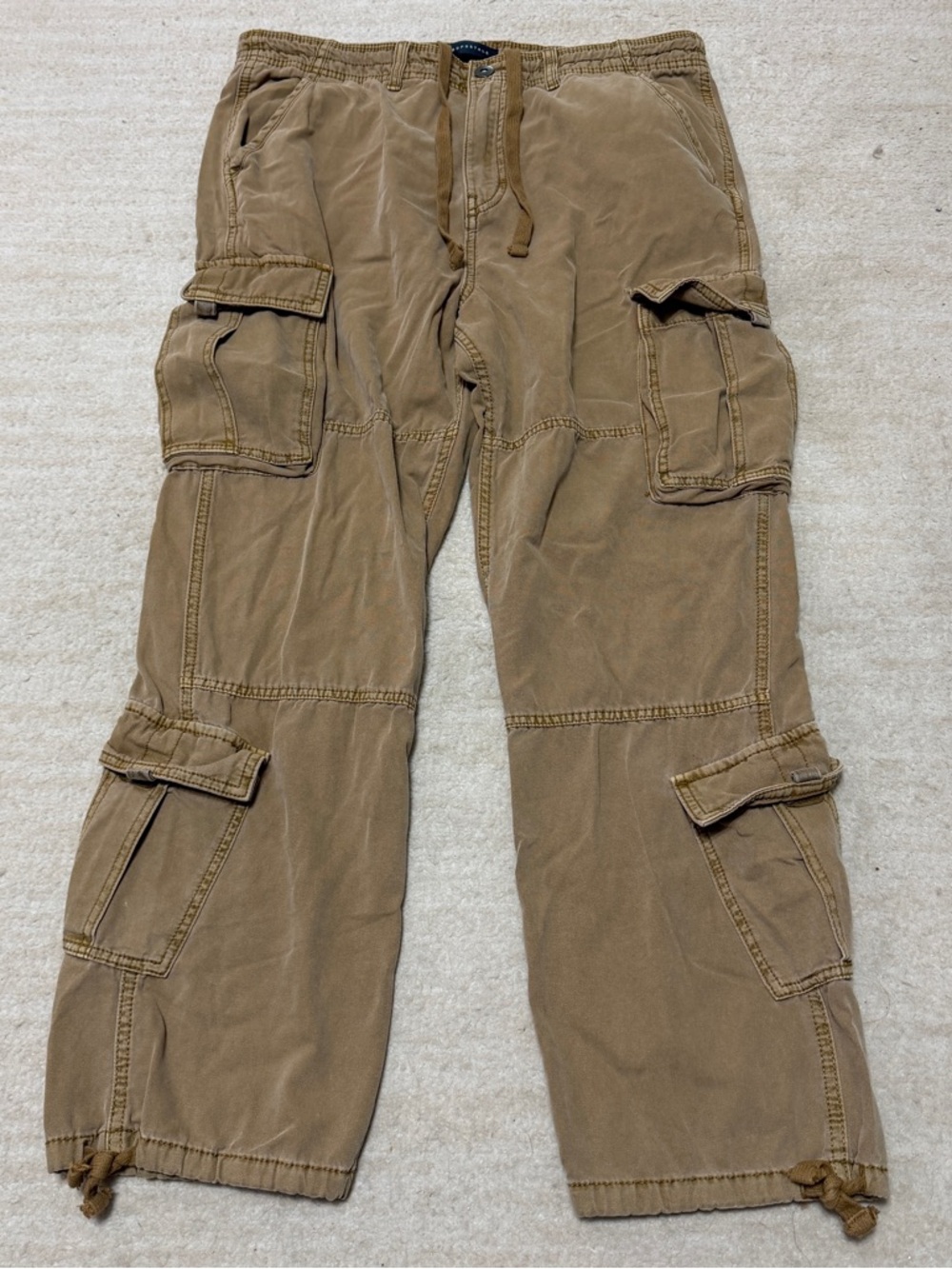 Aéropostale Baggy Cargo Pants Paratrooper Y2K Men's Large Khaki Tan Skater